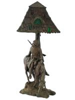 ANTIQUE BRONZE LAMP WITH RUSSIAN COSSACK AFTER LANCERAY