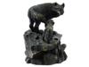 EUROPEAN PATINATED BRONZE SHE WOLF W CUB SCULPTURE PIC-2