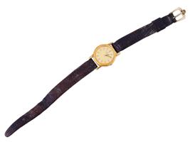 OMEGA LADIES QUARTZ WRIST WATCH W LEATHER BRACELET