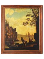 ANTIQUE EUROPEAN SCHOOL GENRE OIL PAINTING 18TH C