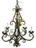 VINTAGE ELECTRIC 5 LIGHT METAL CEILING CHANDELIER PIC-0