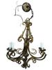 VINTAGE ELECTRIC 5 LIGHT METAL CEILING CHANDELIER PIC-3