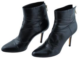 ITALIAN JIMMY CHOO WOMEN BLACK LEATHER ANKLE BOOTS