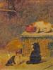 ATTR TO MONTAGUE LEDER BRITISH CATS OIL PAINTING PIC-1