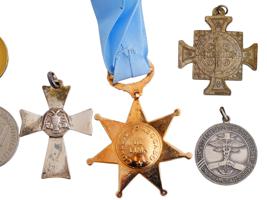 VINTAGE SOUTH AMERICAN RELIGIOUS MEDALS AND COIN