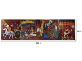 MAQBOOL FIDA HUSAIN TRIPTYCH OIL PAINTINGS W COA