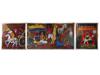 MAQBOOL FIDA HUSAIN TRIPTYCH OIL PAINTINGS W COA PIC-2