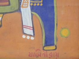 INDIAN JAMINI ROY TEMPERA ON BOARD PAINTING W COA