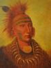 STYLE OF GEORGE CATLIN NATIVE AMERICAN OIL PAINTING PIC-1