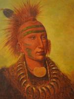 STYLE OF GEORGE CATLIN NATIVE AMERICAN OIL PAINTING