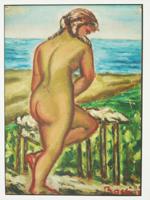 MODERNIST OIL PAINTING NUDE LADY BY BOCCINI C 1930