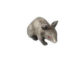 RUSSIAN 84 SILVER MOUSE FIGURINE WITH RUBY EYES