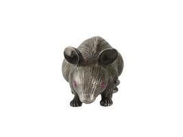 RUSSIAN 84 SILVER MOUSE FIGURINE WITH RUBY EYES