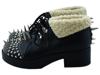 GUCCI CALFSKIN SHEARLING STUDDED ANKLE BOOTS IOB PIC-5