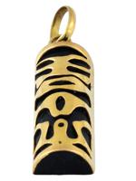 14K GOLD ONYX STONE TIKI TOTEM LUCKY CHARM PENDANT