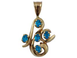 14K YELLOW GOLD AND OVAL BLUE TOPAZ STONES PENDANT