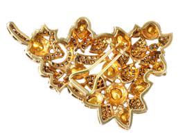 ANTIQUE 14K GOLD 50CT POLKI DIAMONDS CLIP BROOCH