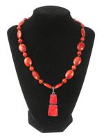 SILVER RED JASPER STONE NECKLACE W CARNELIAN BEADS