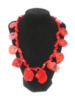 LUCAS LAMETH 925 SILVER RED CORAL STONE NECKLACE