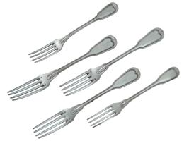 SET OF FIVE ANTIQUE RUSSIAN SILVER PLATED FORKS