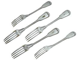 SET OF FIVE ANTIQUE RUSSIAN SILVER PLATED FORKS