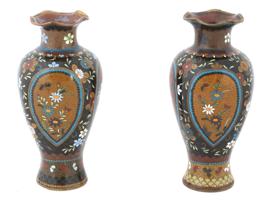 19TH C ANTIQUE JAPANESE MEIJI ERA CLOISONNE VASES