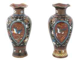 19TH C ANTIQUE JAPANESE MEIJI ERA CLOISONNE VASES