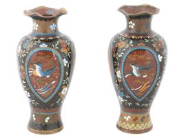 19TH C ANTIQUE JAPANESE MEIJI ERA CLOISONNE VASES