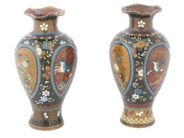 19TH C ANTIQUE JAPANESE MEIJI ERA CLOISONNE VASES