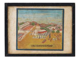 ANTIQUE ISLAMIC WATERCOLOR PAINTING ON PAPER