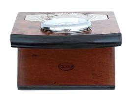 ACCA CASTELLANI STERLING SILVER WOOD DESK CLOCK IOB