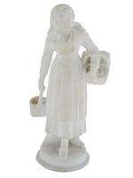 VINTAGE EUROPEAN MARBLE SCULPTURE OF PEASANT WOMAN