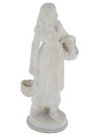 VINTAGE EUROPEAN MARBLE SCULPTURE OF PEASANT WOMAN