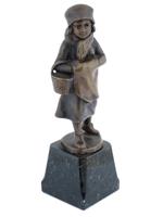 ANTIQUE GERMAN BRONZE GIRL FIGURINE BY HANS KECK