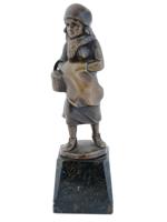 ANTIQUE GERMAN BRONZE GIRL FIGURINE BY HANS KECK