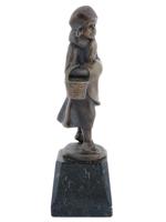 ANTIQUE GERMAN BRONZE GIRL FIGURINE BY HANS KECK