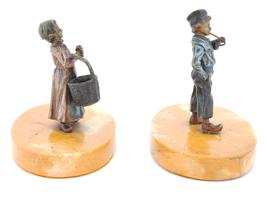 VIENNA MANNER BRONZE COUPLE FIGURINES ON MARBLE BASES