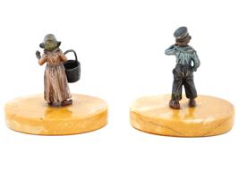 VIENNA MANNER BRONZE COUPLE FIGURINES ON MARBLE BASES