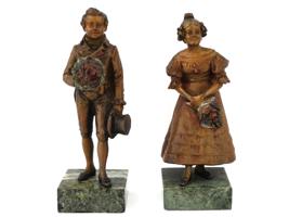 ANTIQUE GERMAN BIEDERMEIER BRONZE COUPLE FIGURINES