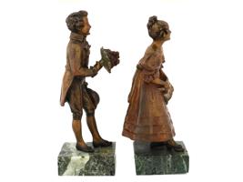 ANTIQUE GERMAN BIEDERMEIER BRONZE COUPLE FIGURINES