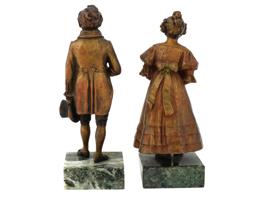 ANTIQUE GERMAN BIEDERMEIER BRONZE COUPLE FIGURINES