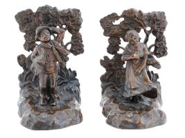 PAIR OF ANTIQUE FRENCH PATINATED BRONZE BOOK ENDS