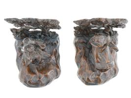 PAIR OF ANTIQUE FRENCH PATINATED BRONZE BOOK ENDS