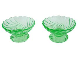 VINTAGE PAIR OF GREEN GLASS BACCARAT CANDY BOWLS