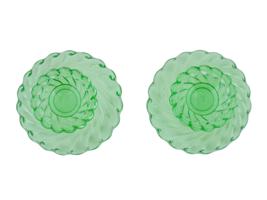 VINTAGE PAIR OF GREEN GLASS BACCARAT CANDY BOWLS