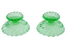 VINTAGE PAIR OF GREEN GLASS BACCARAT CANDY BOWLS