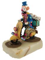 VINTAGE AMERICAN CLOWN W DOG FIGURINE BY RON LEE