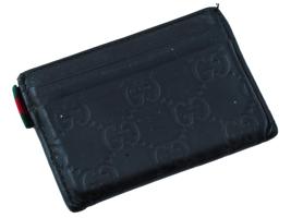 VINTAGE GUCCI SIGNATURE BLACK LEATHER CARD HOLDER