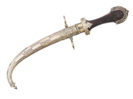 19TH C MOROCCAN SILVER GOLD BERBER JAMBIYA DAGGER