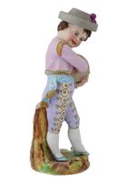 BISQUE PORCELAIN MUSICIAN BOY FIGURINE